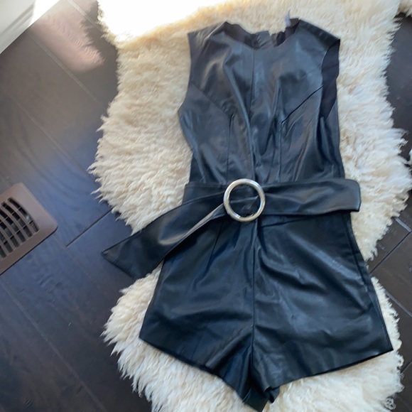 DIVIDED by H+M faux black leather romper/jumper - Picture 7 of 7